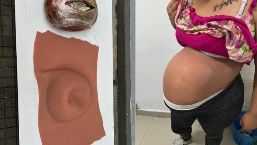 La atraparon "embarazada" de cocaína