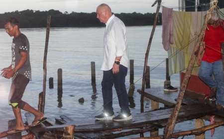 Tras el chubasco, Di Martino de una vez inspeccionó Santa Rosa de Agua