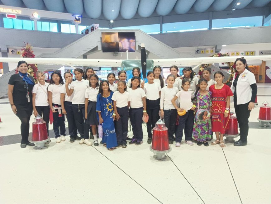 Turismo municipal llevó a niños indígenas a una experiencia educativa en el Aeropuerto La Chinita