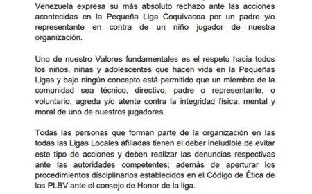 Pequeñas Ligas ratifican política de "Tolerancia Cero" ante el maltrato infantil