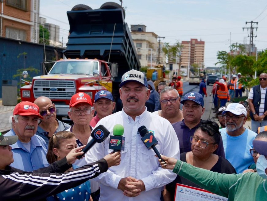 Gobernador Luis Caldera inspecciona avance de los trabajos del Boulevard Avenida 11 de Maracaibo