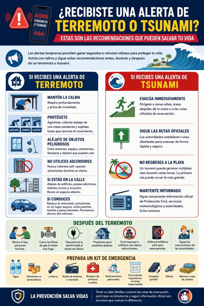 ¿Qué hacer cuando recibes una alerta de terremoto o tsunami?