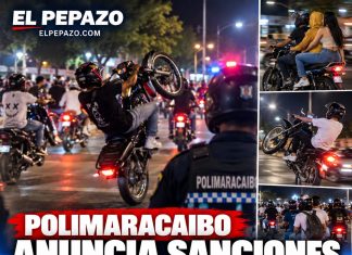 Polimaracaibo anuncia sanciones por motopiruetas en Halloween: reforzarán controles en las calles de la ciudad Motopiruetas nocturnas bajo vigilancia policial