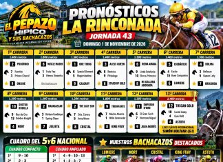 Pronósticos La Rinconada domingo 1 de noviembre de 2026: Jornada 43, favoritos, bachacazos y 5y6 Nacional Pronósticos La Rinconada 1 de noviembre 2026 El Pepazo Hipico