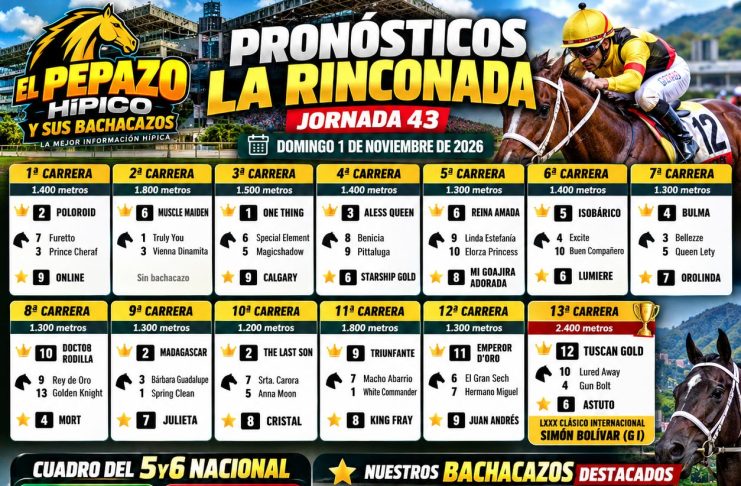 Pronósticos La Rinconada 1 de noviembre 2026 El Pepazo Hipico