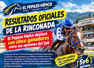 Resultados oficiales de La Rinconada: El Pepazo Hípico destacó con cinco ganadores entre sus opciones del 5y6 Resultados Oficiales de La Rinconada
