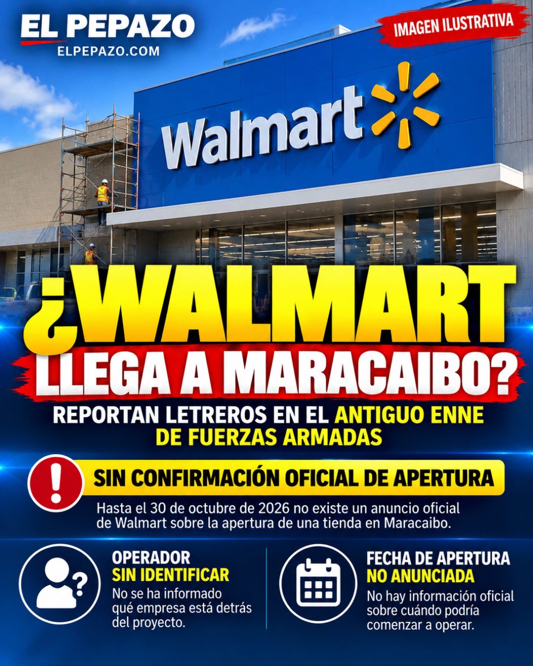 ¿Walmart llega a Maracaibo? Letreros aparecen en el antiguo Enne de Fuerzas Armadas y generan interrogantes